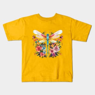 Floral Dragonfly Kids T-Shirt